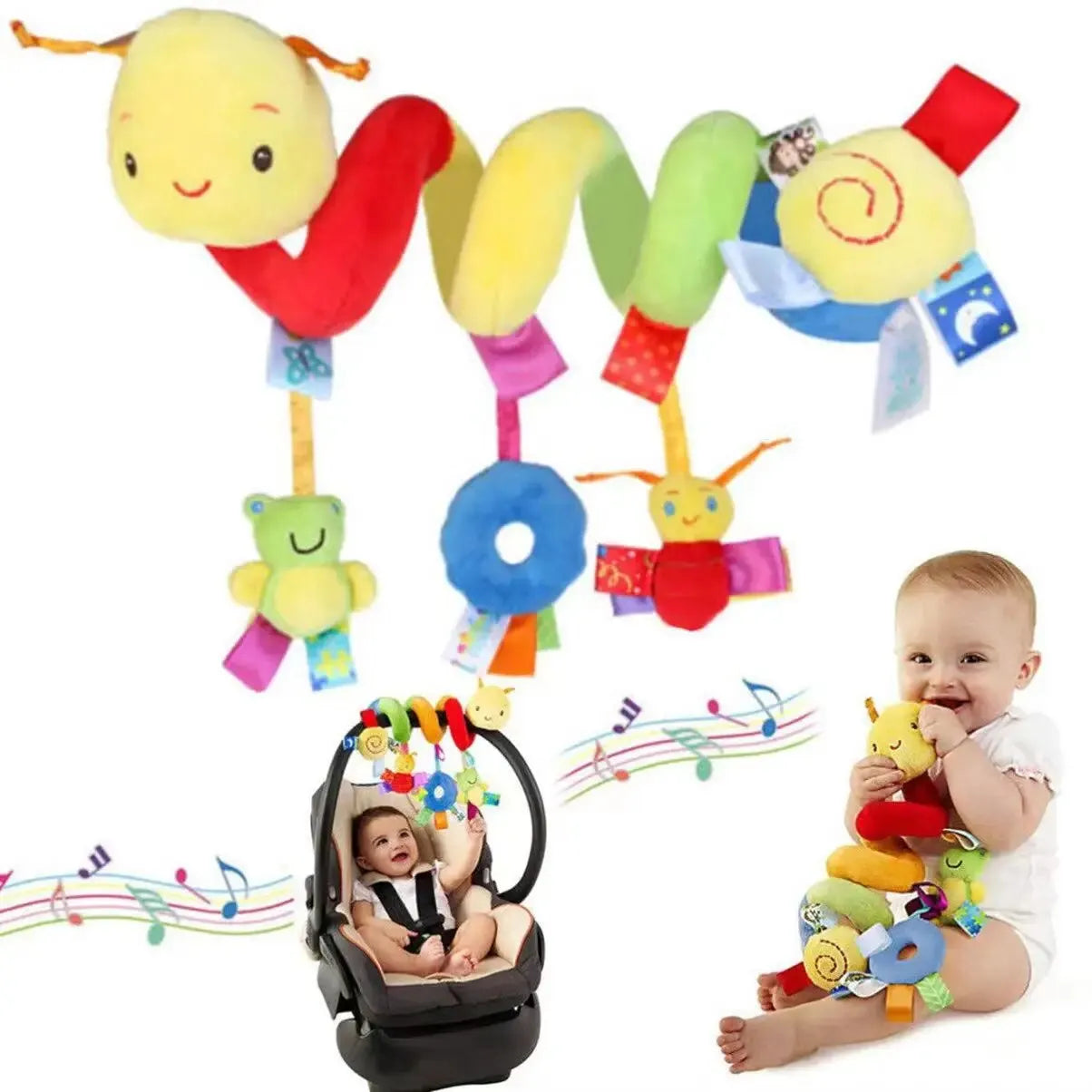 Baby Hanging Car Seat Toys Plush Bed Winding Soft Toy with BB Squeaker and Rattles Babies Newborn Toy 0 3 6 12 Months Doll Gifts