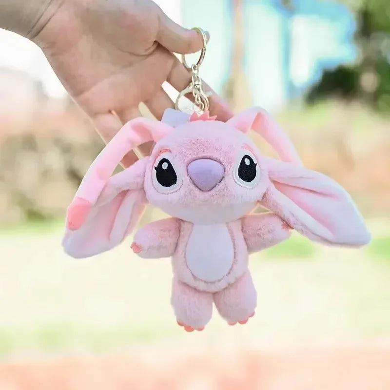 Cartoon Stitch Plush Keychain Soft Toy Cute Stuffed Animal Pendant Gift for Girls  Angel Doll Bag Charm Kids Birthday Present
