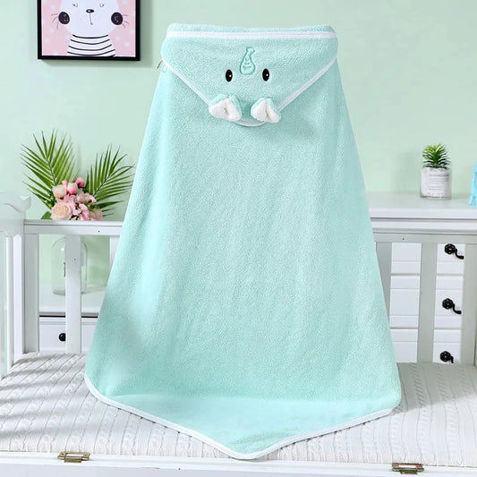 Toddler Bathrobe Infant Bath Towel Boy Girl Blankets Swaddle With Hood Cartoon Coral Fleece Towel Blanket Newborn Kids Bedding