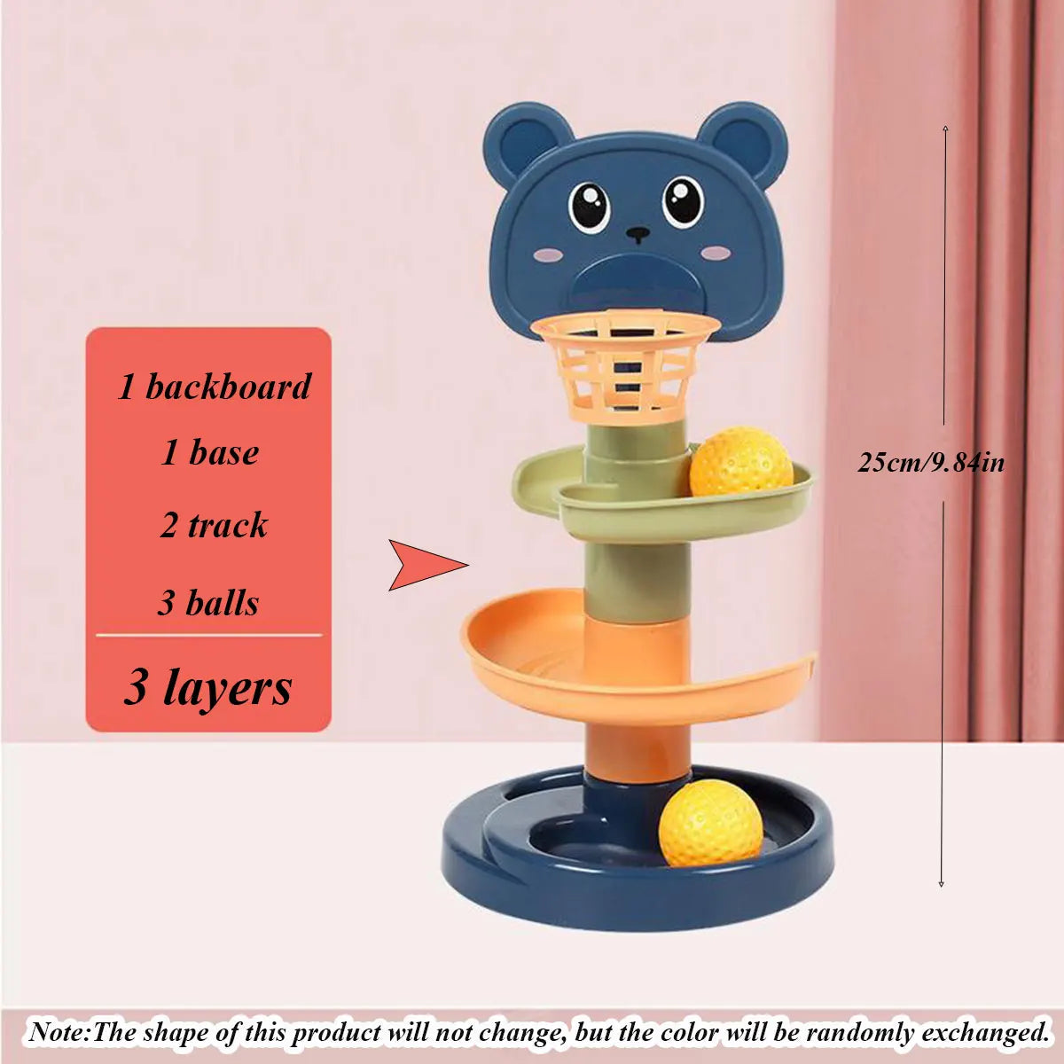 2-7 Layes Track Rolling Ball Pile Tower Early Educational Toy for Babies Rotating Track Educational Stacking Toy for Kids Gift