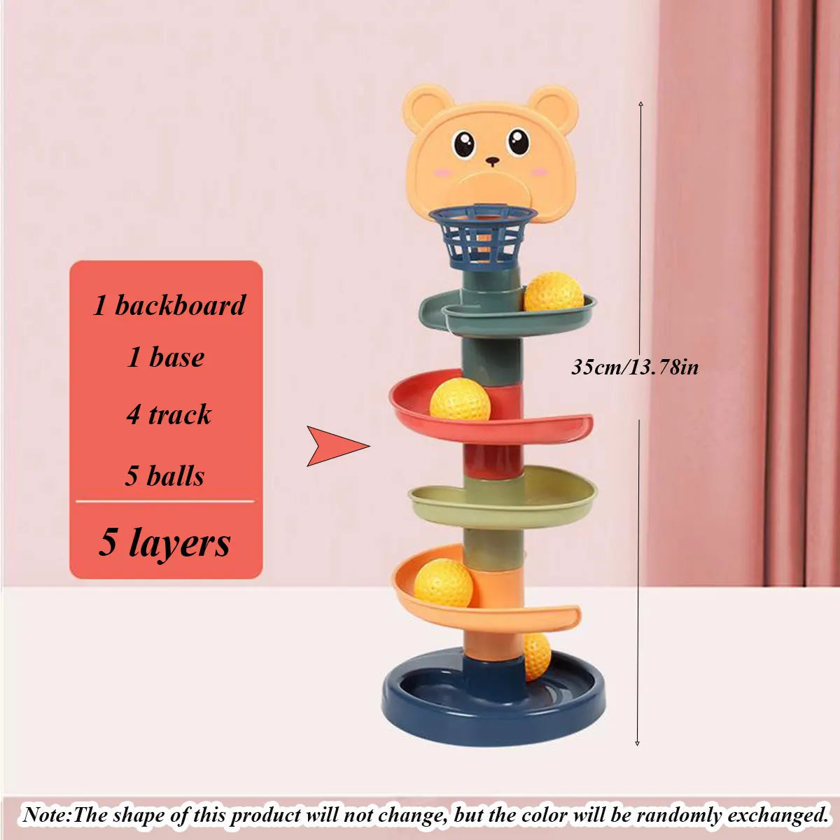 2-7 Layes Track Rolling Ball Pile Tower Early Educational Toy for Babies Rotating Track Educational Stacking Toy for Kids Gift