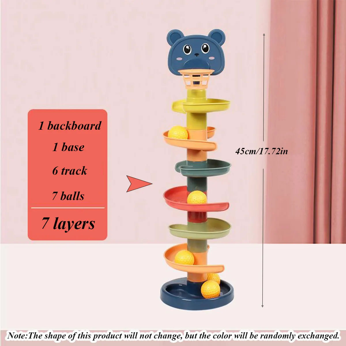 2-7 Layes Track Rolling Ball Pile Tower Early Educational Toy for Babies Rotating Track Educational Stacking Toy for Kids Gift