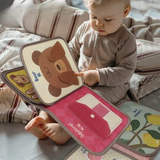 Libro Sensorial Montessori para Bebés – Busy Book Educativo de Tela con Actividades y Animales